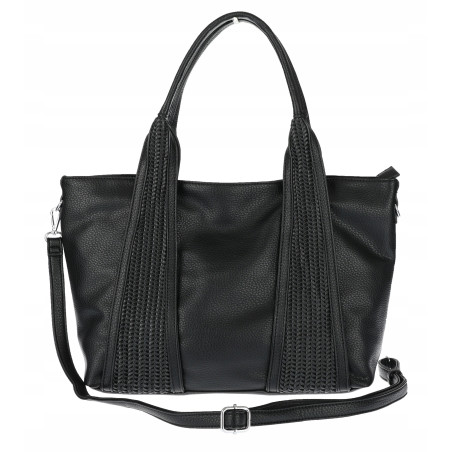 Torebka damska shopper worek na ramię pleciona duża modna MC631 Czarna