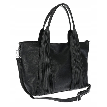 Torebka damska shopper worek na ramię pleciona duża modna MC631 Czarna