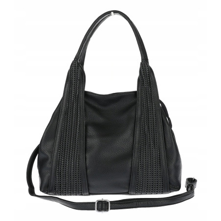 Torebka damska shopper worek na ramię pleciona duża modna MC631 Czarna