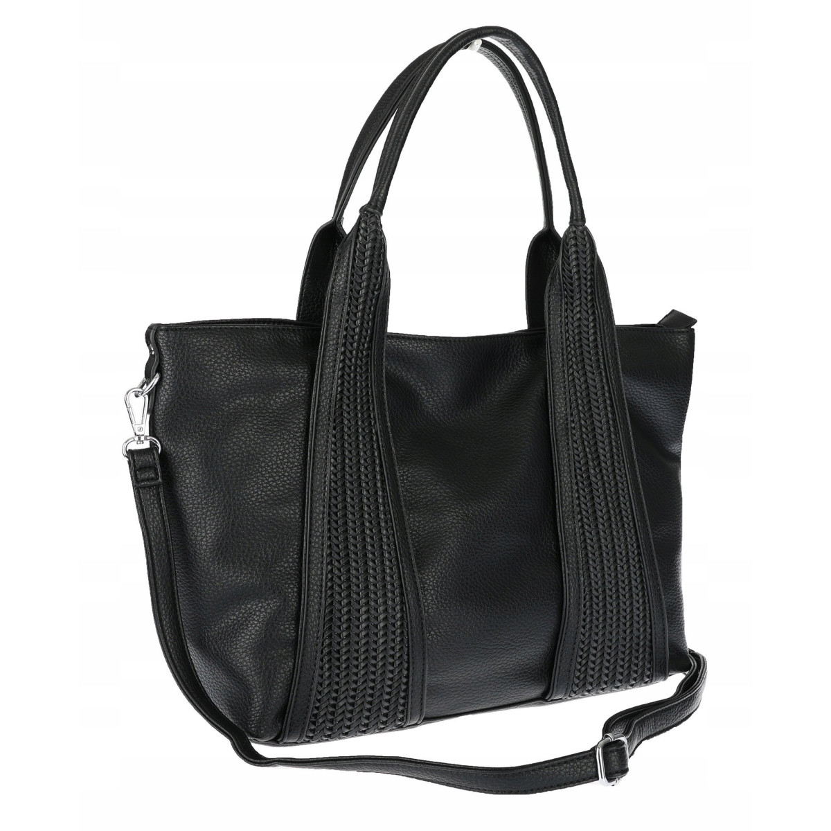 Torebka damska shopper worek na ramię pleciona duża modna MC631 Czarna