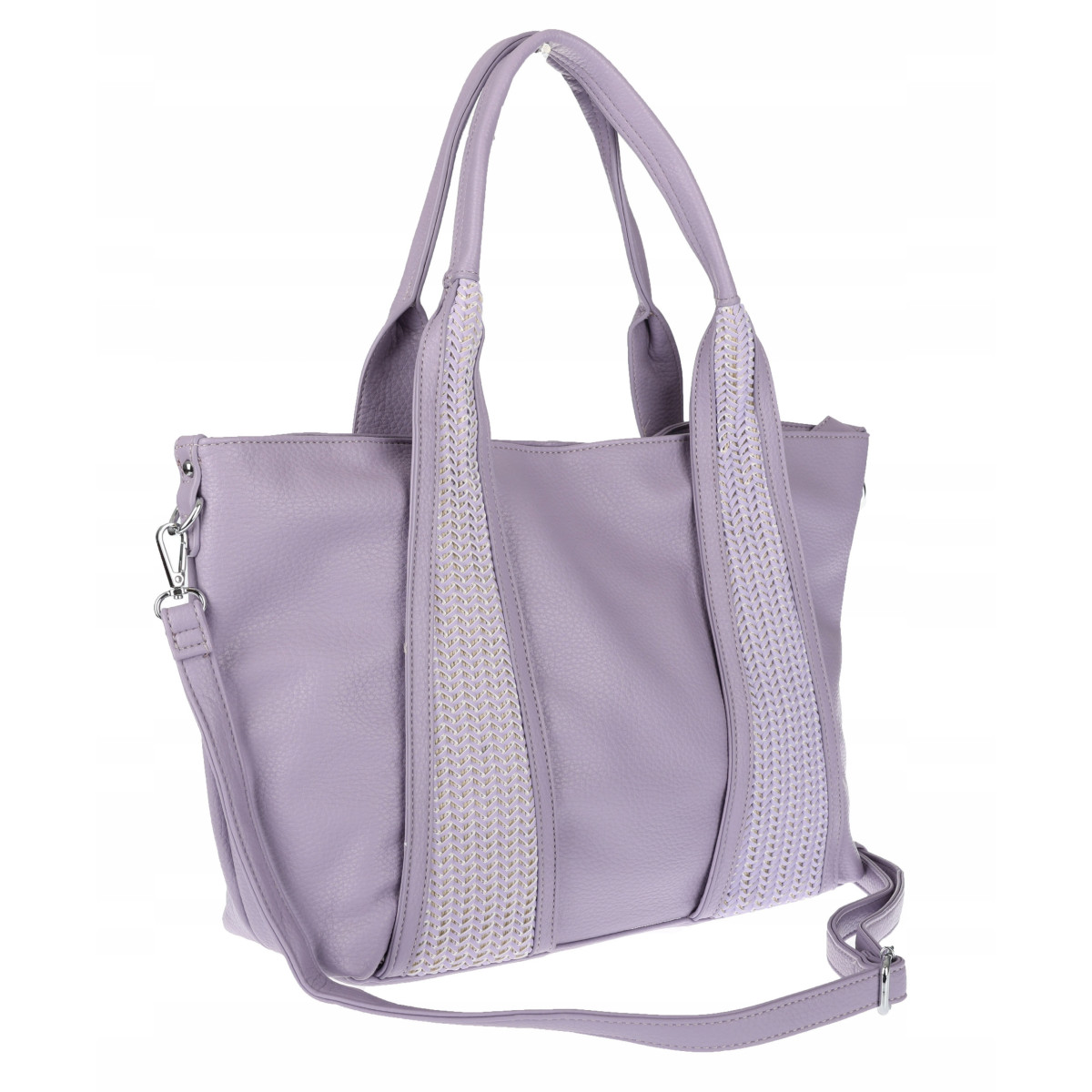 Torebka damska shopper worek na ramię pleciona duża modna MC631 Fioletowa