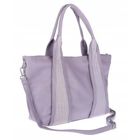 Torebka damska shopper worek na ramię pleciona duża modna MC631 Fioletowa