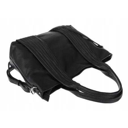 Torebka damska shopper worek na ramię pleciona duża modna MC631 Czarna