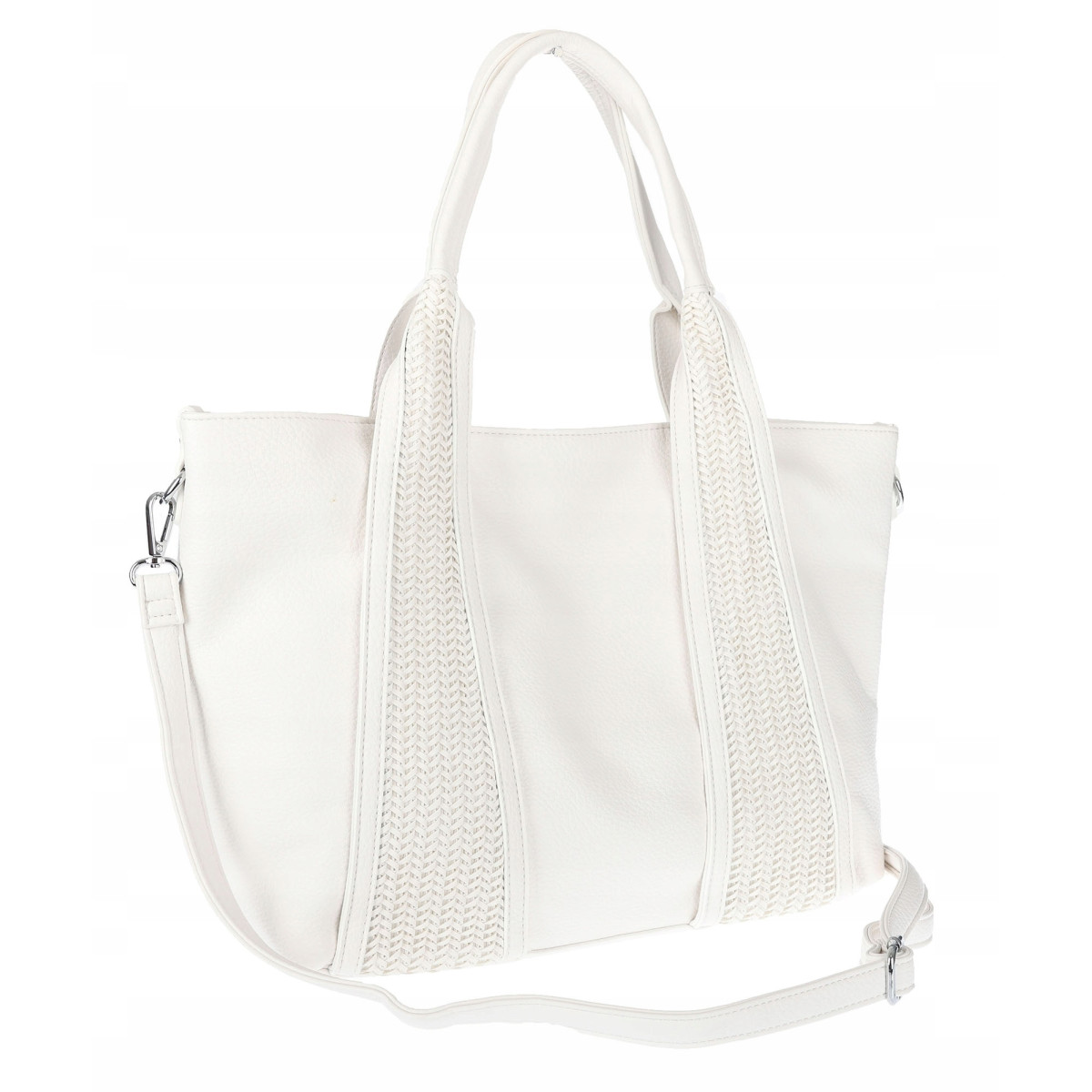 Torebka damska shopper worek na ramię pleciona duża modna torba MC631 Biała