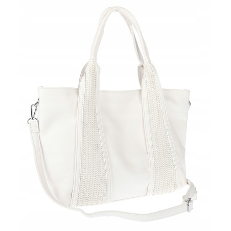 Torebka damska shopper worek na ramię pleciona duża modna torba MC631 Biała