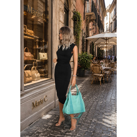 Torebka damska shopper worek na ramię pleciona duża modna MC631 Zielona