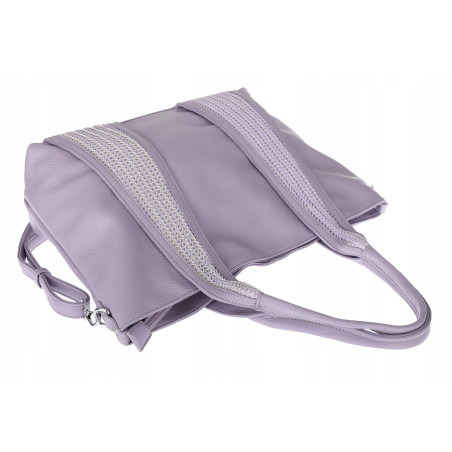 Torebka damska shopper worek na ramię pleciona duża modna MC631 Fioletowa