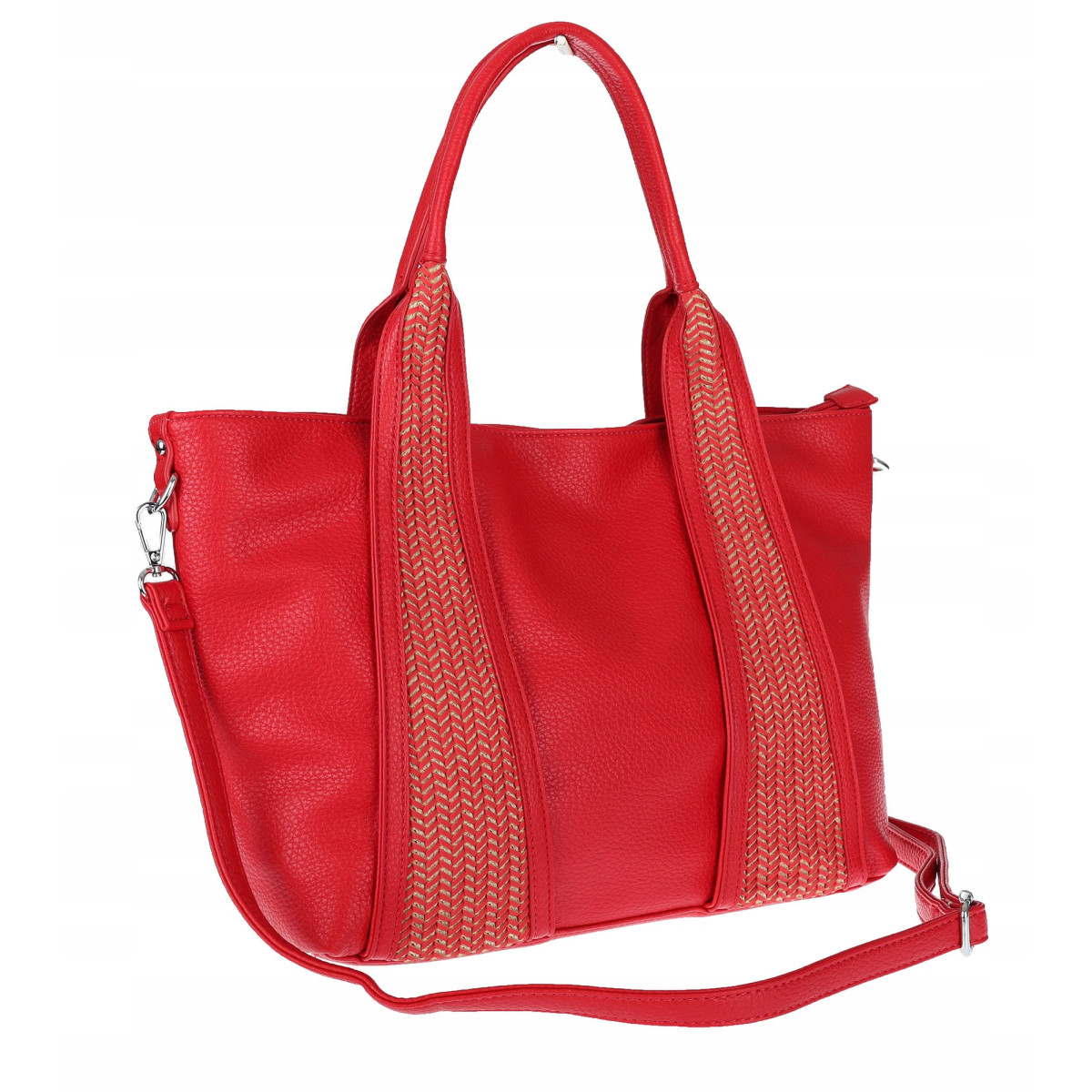 Torebka damska shopper worek na ramię pleciona duża modna MC631 Czerwona