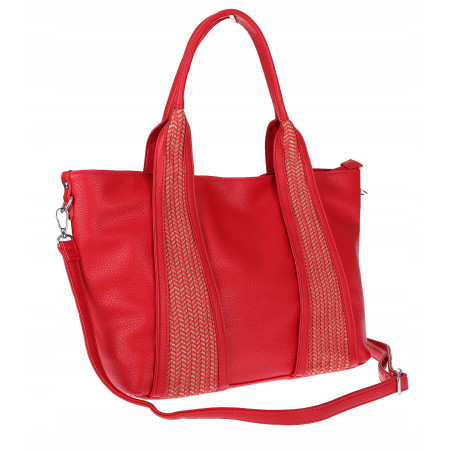 Torebka damska shopper worek na ramię pleciona duża modna MC631 Czerwona