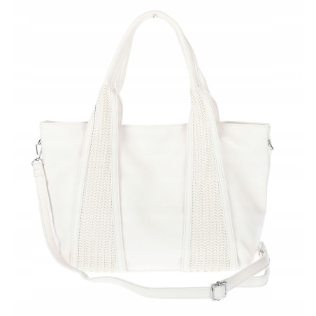 Torebka damska shopper worek na ramię pleciona duża modna torba MC631 Biała