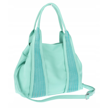 Torebka damska shopper worek na ramię pleciona duża modna MC631 Zielona