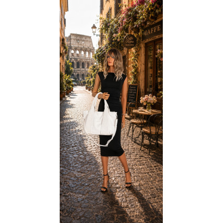 Torebka damska shopper worek na ramię pleciona duża modna torba MC631 Biała