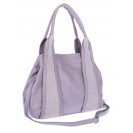 Torebka damska shopper worek na ramię pleciona duża modna MC631 Fioletowa