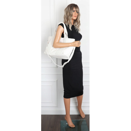 Torebka damska shopper worek na ramię pleciona duża modna torba MC631 Biała