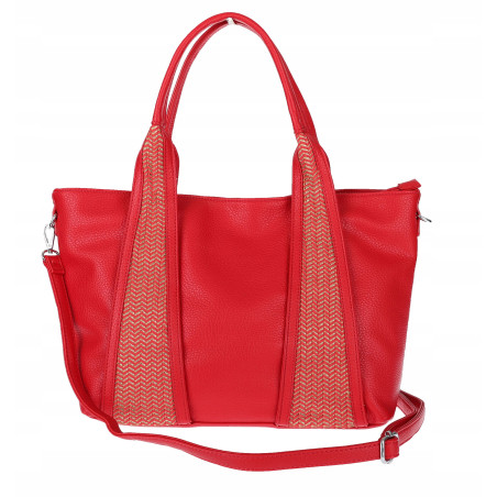 Torebka damska shopper worek na ramię pleciona duża modna MC631 Czerwona
