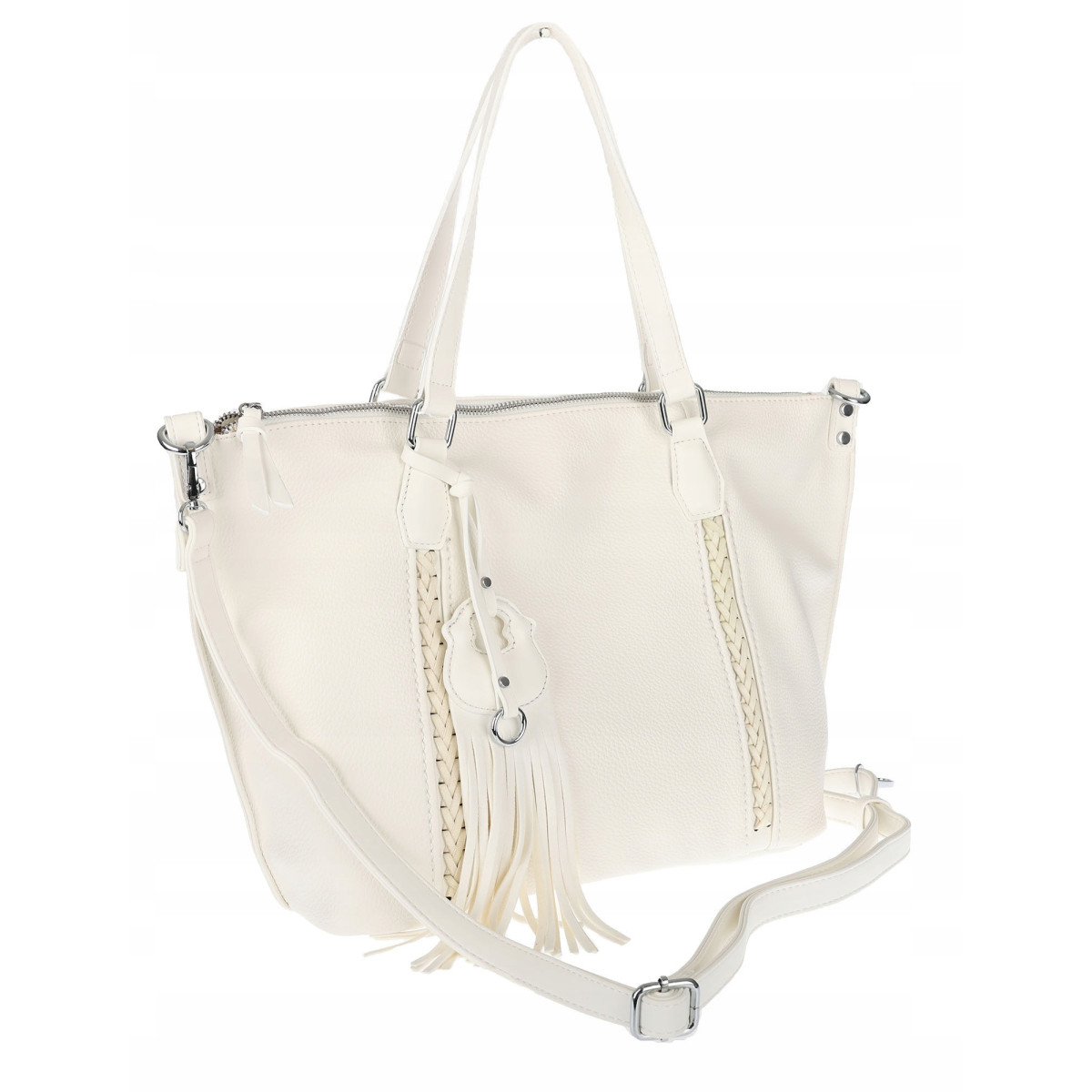 Torebka Damska Shopper worek na Ramię modna do ręki Listonoszka MC870 Biała