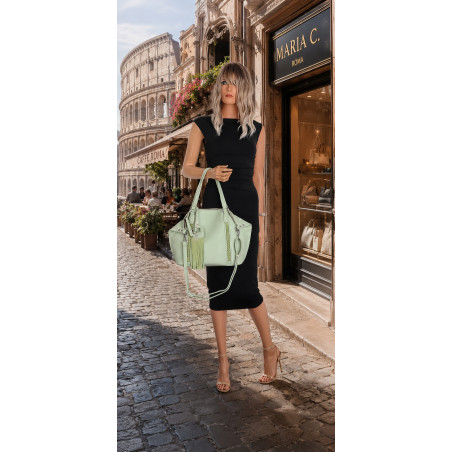 Torebka Damska Shopper worek na Ramię do ręki Listonoszka MC870 Zielona