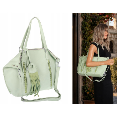 Torebka Damska Shopper worek na Ramię do ręki Listonoszka MC870 Zielona