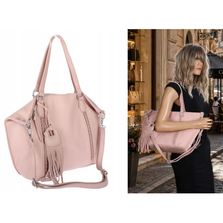 Torebka Damska Shopper worek na Ramię do ręki Listonoszka MC870 Różowa