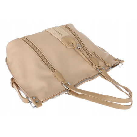 Torebka Damska Shopper worek na Ramię do ręki Listonoszka MC870 Beżowa