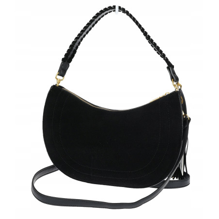 Torebka damska półksiężyc frędzle ćwieki na ramię elegancka CC3543 Czarna