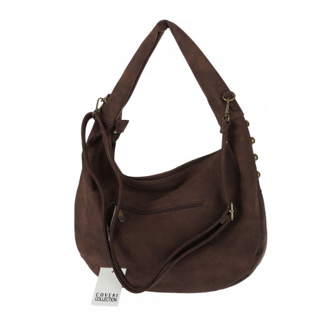 Torebka damska worek shopper ćwieki na ramię modna torba CC922 Czekoladowa
