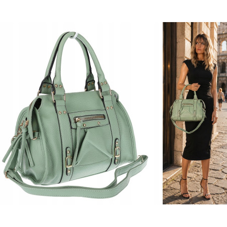 Torebka Damska kuferek do ręki Listonoszka elegancka modna HJ575 Zielona