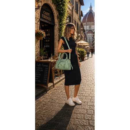 Torebka Damska kuferek do ręki Listonoszka elegancka modna HJ575 Zielona