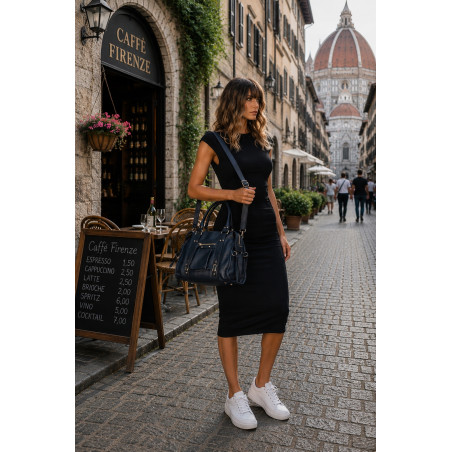 Torebka Damska kuferek do ręki Listonoszka elegancka modna HJ575 Granatowa