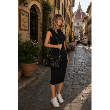 Torebka Damska kuferek do ręki Listonoszka elegancka modna HJ575 Czarna