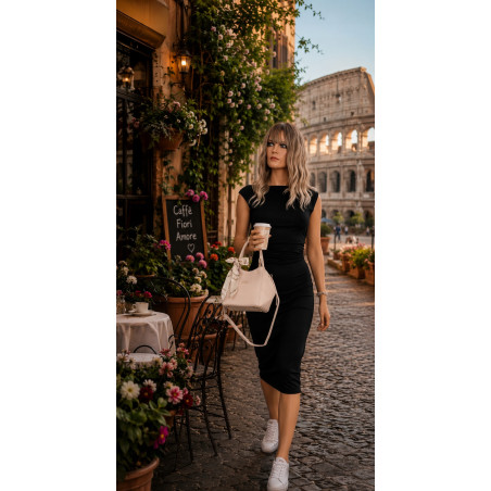Torebka damska kuferek listonoszka apaszka elegancka modna CH56811 Beżowa