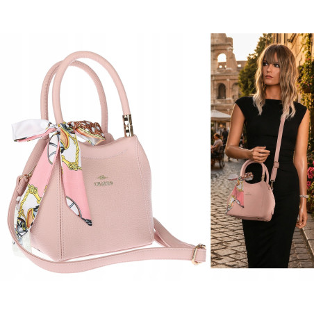 Torebka damska kuferek listonoszka apaszka elegancka modna CH56811 Różowa