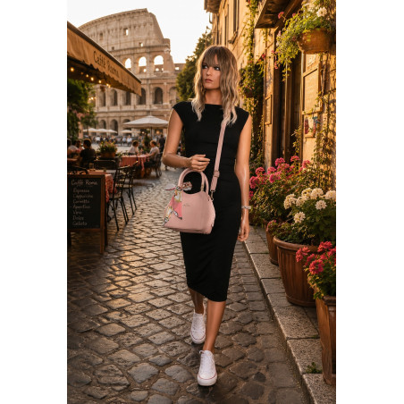 Torebka damska kuferek listonoszka apaszka elegancka modna CH56811 Różowa