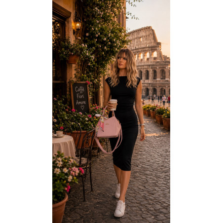 Torebka damska kuferek listonoszka apaszka elegancka modna CH56811 Różowa
