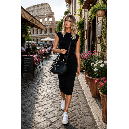Torebka damska kuferek listonoszka apaszka elegancka modna CH56811 Czarna