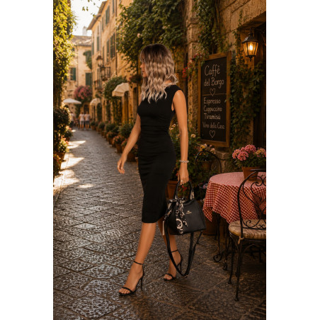 Torebka damska kuferek listonoszka apaszka elegancka modna CH56811 Czarna