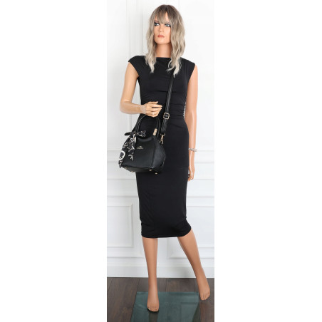 Torebka damska kuferek listonoszka apaszka elegancka modna CH56811 Czarna
