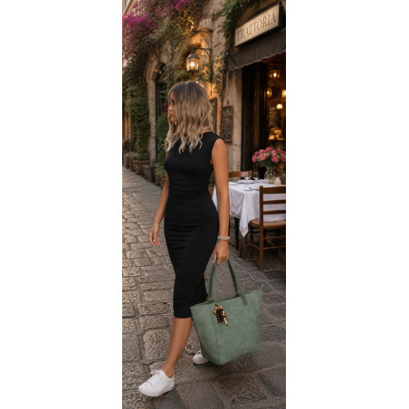 Torebka damska shopper worek A4 duża pojemna torba na ramię NO3793 Zielona