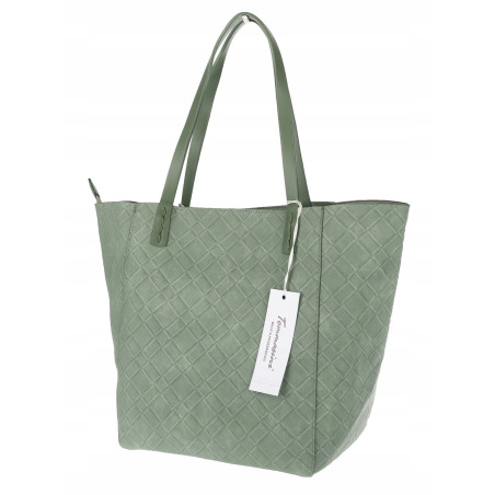 Torebka damska shopper worek A4 duża pojemna torba na ramię NO3793 Zielona