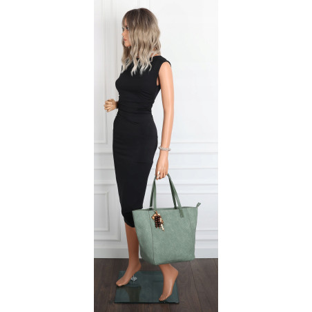 Torebka damska shopper worek A4 duża pojemna torba na ramię NO3793 Zielona