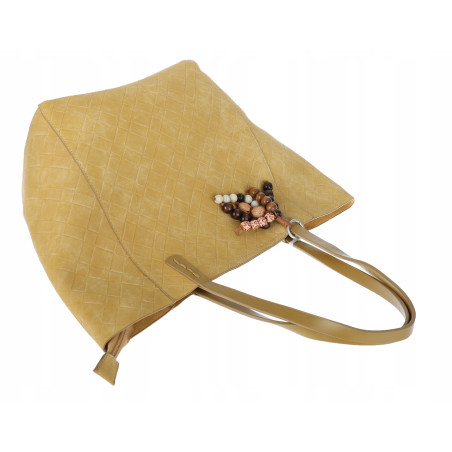 Torebka damska shopper worek A4 duża pojemna torba na ramię NO3793 Żółta