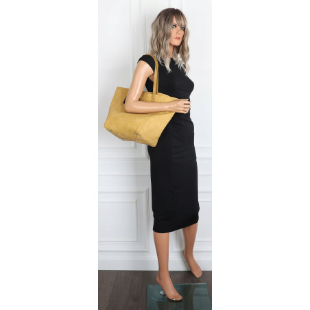 Torebka damska shopper worek A4 duża pojemna torba na ramię NO3793 Żółta