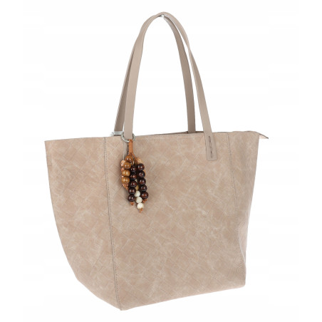 Torebka damska shopper worek A4 duża pojemna torba na ramię NO3793 Beżowa