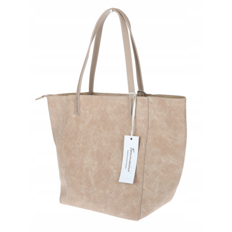 Torebka damska shopper worek A4 duża pojemna torba na ramię NO3793 Beżowa