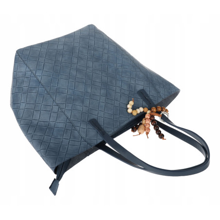 Torebka damska shopper worek A4 duża pojemna na ramię NO3793 Niebieska
