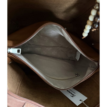 Torebka damska shopper worek A4 duża pojemna torba na ramię NO3793 Beżowa