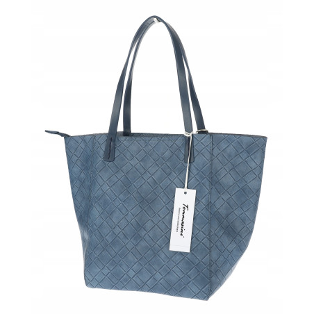 Torebka damska shopper worek A4 duża pojemna na ramię NO3793 Niebieska