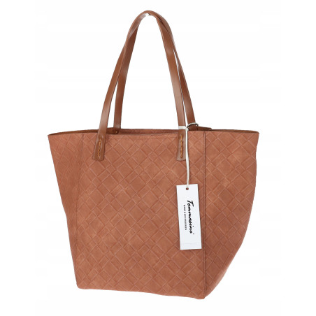 Torebka damska shopper worek A4 duża pojemna torba na ramię NO3793 Brązowa