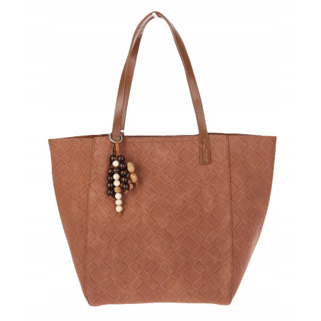 Torebka damska shopper worek A4 duża pojemna torba na ramię NO3793 Brązowa