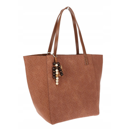 Torebka damska shopper worek A4 duża pojemna torba na ramię NO3793 Brązowa